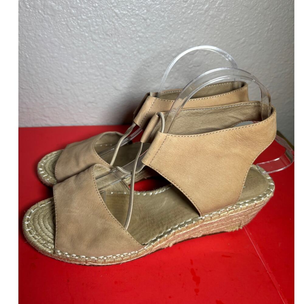 Eileen Fisher Women's Agnes Tan Suede Sandal Espadrille Platform Wedge Heel Sz 9